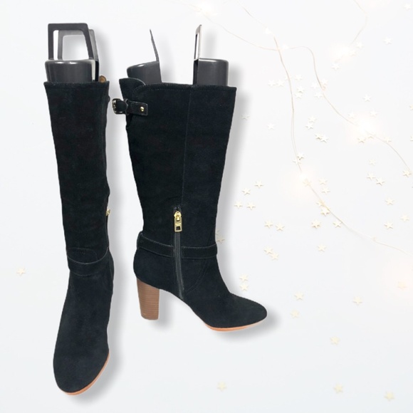 Black Suede Coach Beverly Heeled Boots Sz 6.5B - Picture 3 of 7